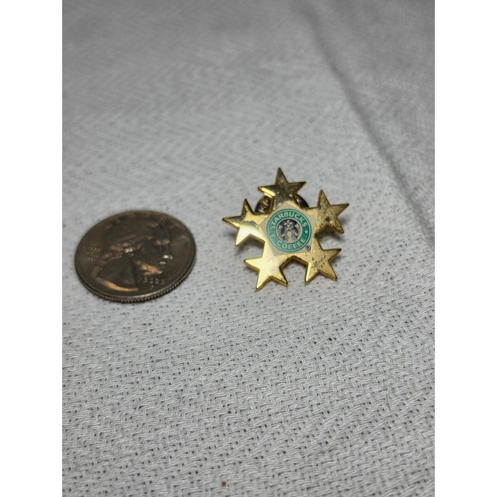 vintage Starbucks barista partner exclusive apron pin gold tone‎ 5 star